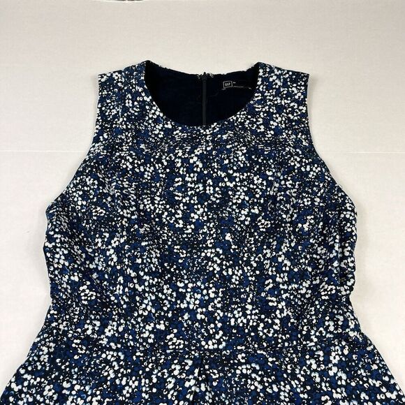 GAP Womens Fit And Flare Dress Floral Sleeveless Preppy Back Zip Work Size 8 - Picture 3 of 12